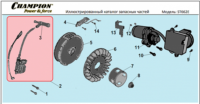 14 МАГНЕТО - МАХОВИК | СНЕГОУБОРЩИК CHAMPION ST662E