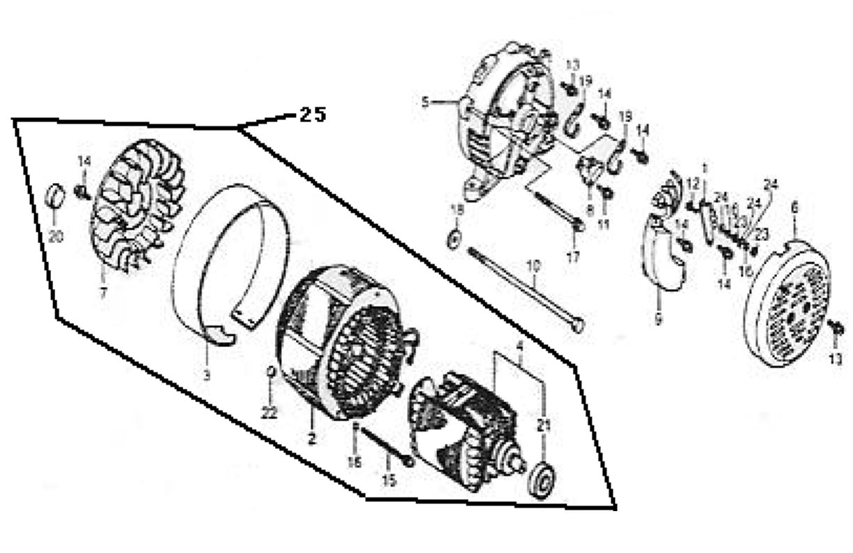 ЗАПЧАСТИ ДЛЯ ГЕНЕРАТОРА БЕНЗИНОВОГО ELITECH СГБ 6500Р (АЛЬТЕРНАТОР)